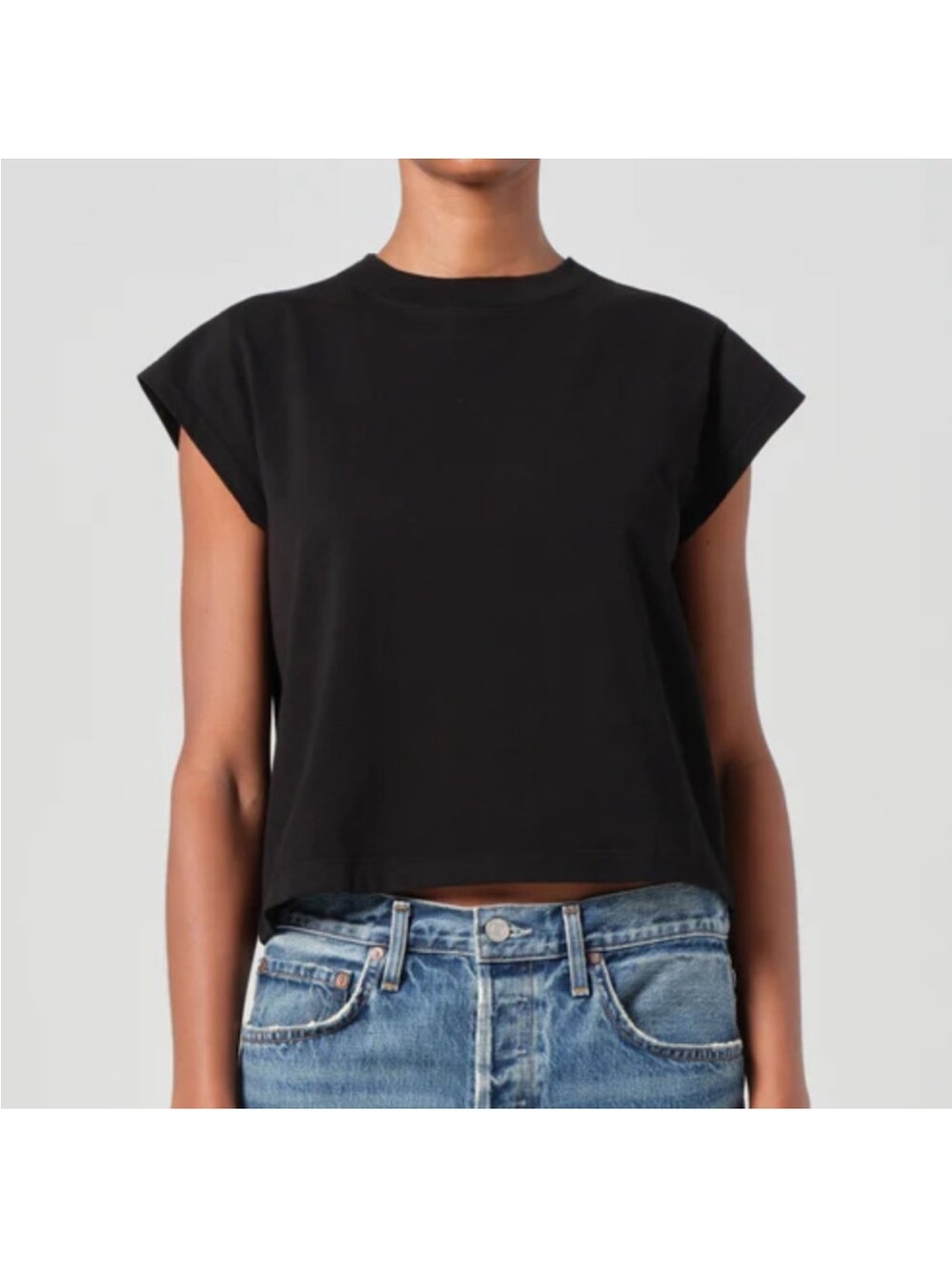 Agolde Bryce Cap Sleeve Tee Black size Medium NWT NEW